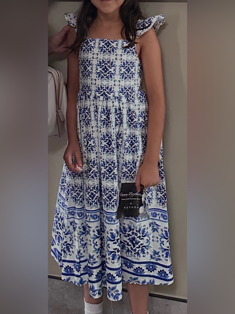 btween White and Blue Floral Sundress size 7